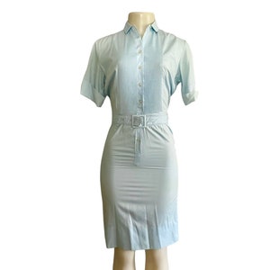 1950s Blue Dress by Countrywise Macshore Classics XS/S – Midcentury Summer Midi with Belt – Vintage Women’s Fashion Gift
