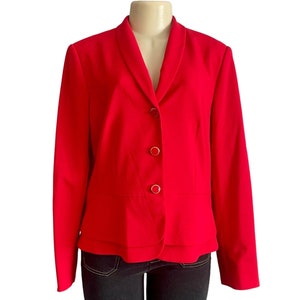 Red Womens Jacket by Emily size 14 professional women blazer plus size fashion gift.