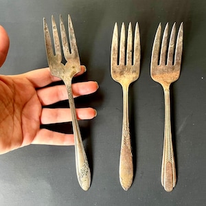 Vintage Silver-Plated Serving Forks – Lot of 3, Tudor Plate Oneida, King Edward & NSC ESPN, Silverware, Cold Meat Forks, Dinner