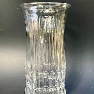 Vintage E O Brody Ribbed Glass Vase – 9.5” Clear Midcentury Modern Decor – Made in Cleveland, USA
