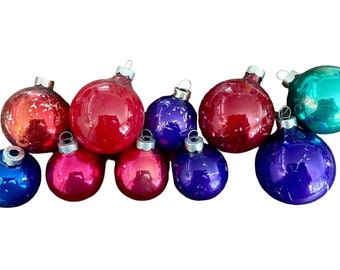 Lot 24 Mini Boules De Noël Verre Multicolores 2,5 Cm – Décorations Vintage Scintillantes Rouge Vert Doré Bleu