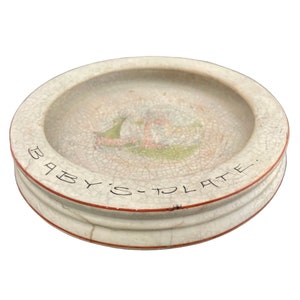 Antique Baby Plate – Ceramic Children&#39;s Dish, Early 1900s Baby’s Plate, Nursery Decor, Collectible Baby Shower Gift