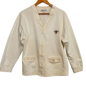 Rare Vintage 1960s Calvin Klein Varsity Sports Sweater | CK Crest Off-White Letterman Jacket Size M | Midcentury Made in Portugal