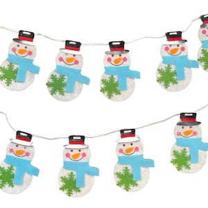 Vintage Felt Snowmen Banners – Set of 2 – Christmas Tree Garland or Wall Decor – 36&quot; Long Winter Holiday Decoration – Snowman Christmas Gift