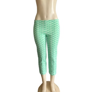 Vintage 1970s Cropped Pants – Bright Green Boho Trousers – High Waist Retro Psychedelic Pants – Size S