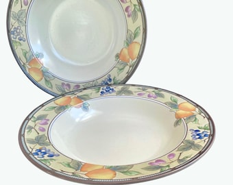 Vintage Mikasa Garden Harvest Intaglio Pastaskål – 28 cm stengodstallrik, Retro kök, individuell skål – prissätts individuellt