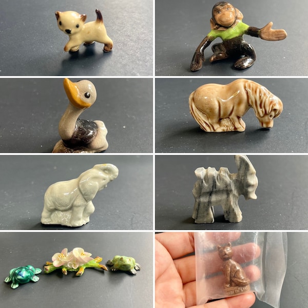 Vintage Ceramic Miniature Animals Cat Monkey Duck Frogs Elephant Horse Hagen Renaker Miniature Animal Dollhouse Miniatures Collectables gift