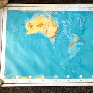 RARE Vintage Army Map Service Large Australia & New Zealand Map • Mid-Century AMS Wall Decor •55" x 40" Original Military Cartographic Print