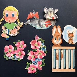 Vintage Die Cut Papier Scraps Ostern Frühling Mädchen Kaninchen Käfig Blumen Einzigartige Scrapbooking Handwerk Liefert Geschenk