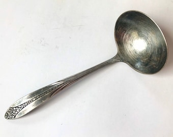 Antique Silverplate Ladle by National Double Tested Vintage silver gravy cream sauce ladle dinner party silveware holiday table silver gift.