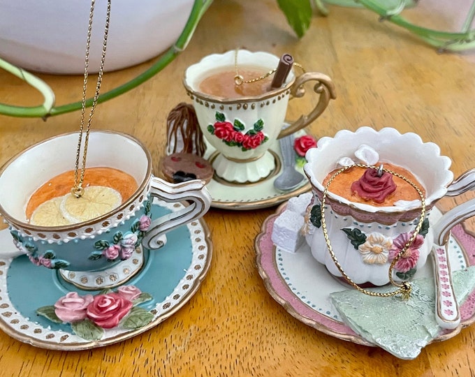 Vintage Teacup Ornaments PRICED INDIVIDUALLY Mini Miniature Faux Bake Christmas Tree Decoration