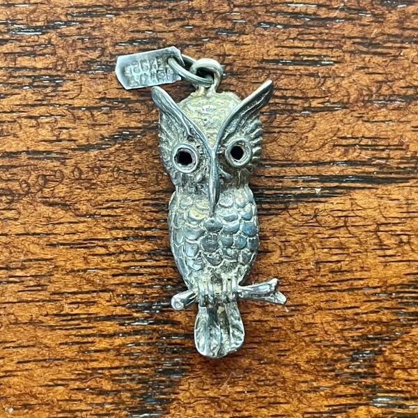 Vintage Sterling Silver Owl Pendant Owl Jewelry Gift Necklace 925 silver Horned Owl Whimsical Forest Creature Luck Wisdom jewelry.