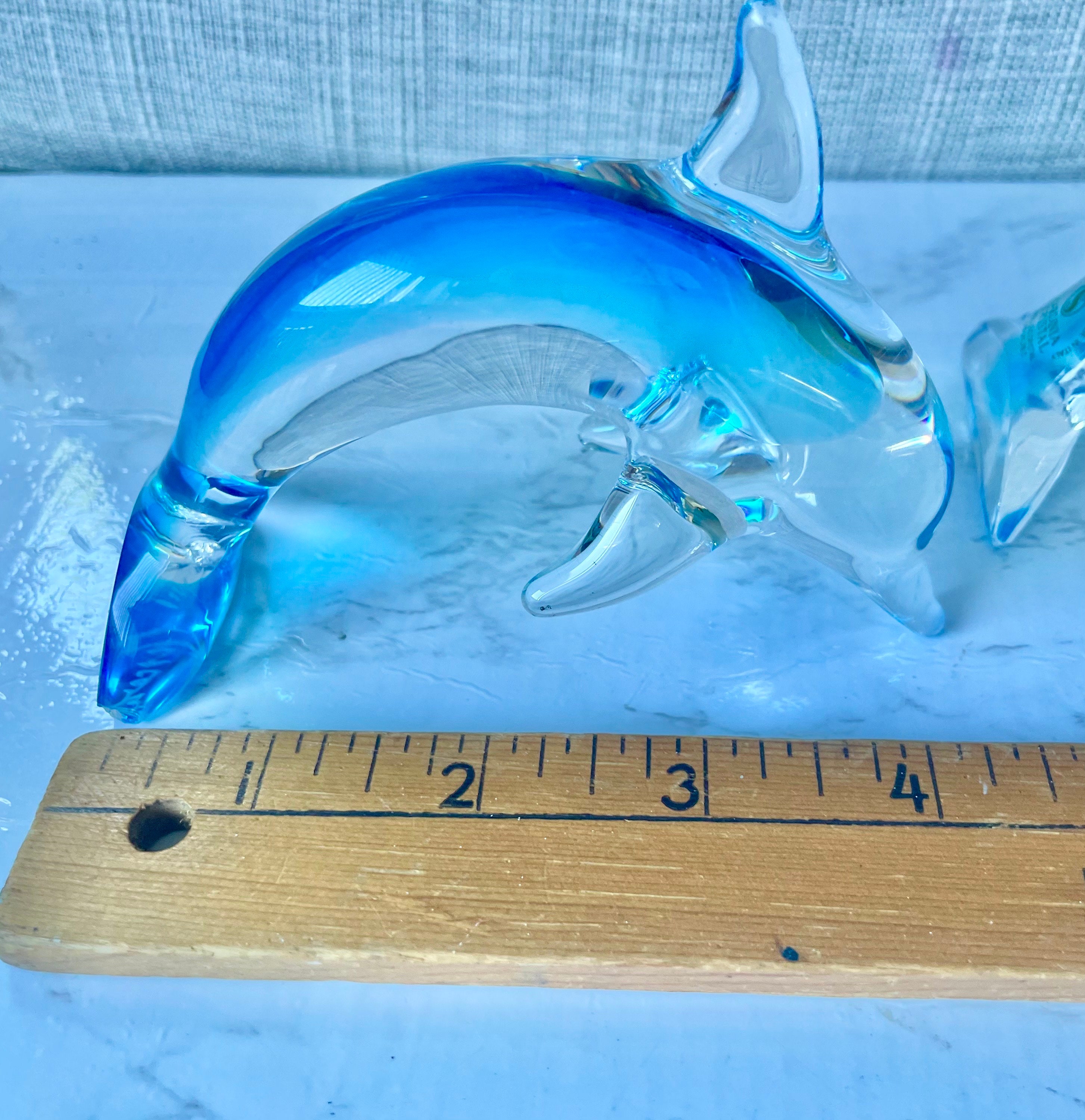 Vintage Sardinia Crystal Dolphins – Set of 2 by Marcolin – Blue