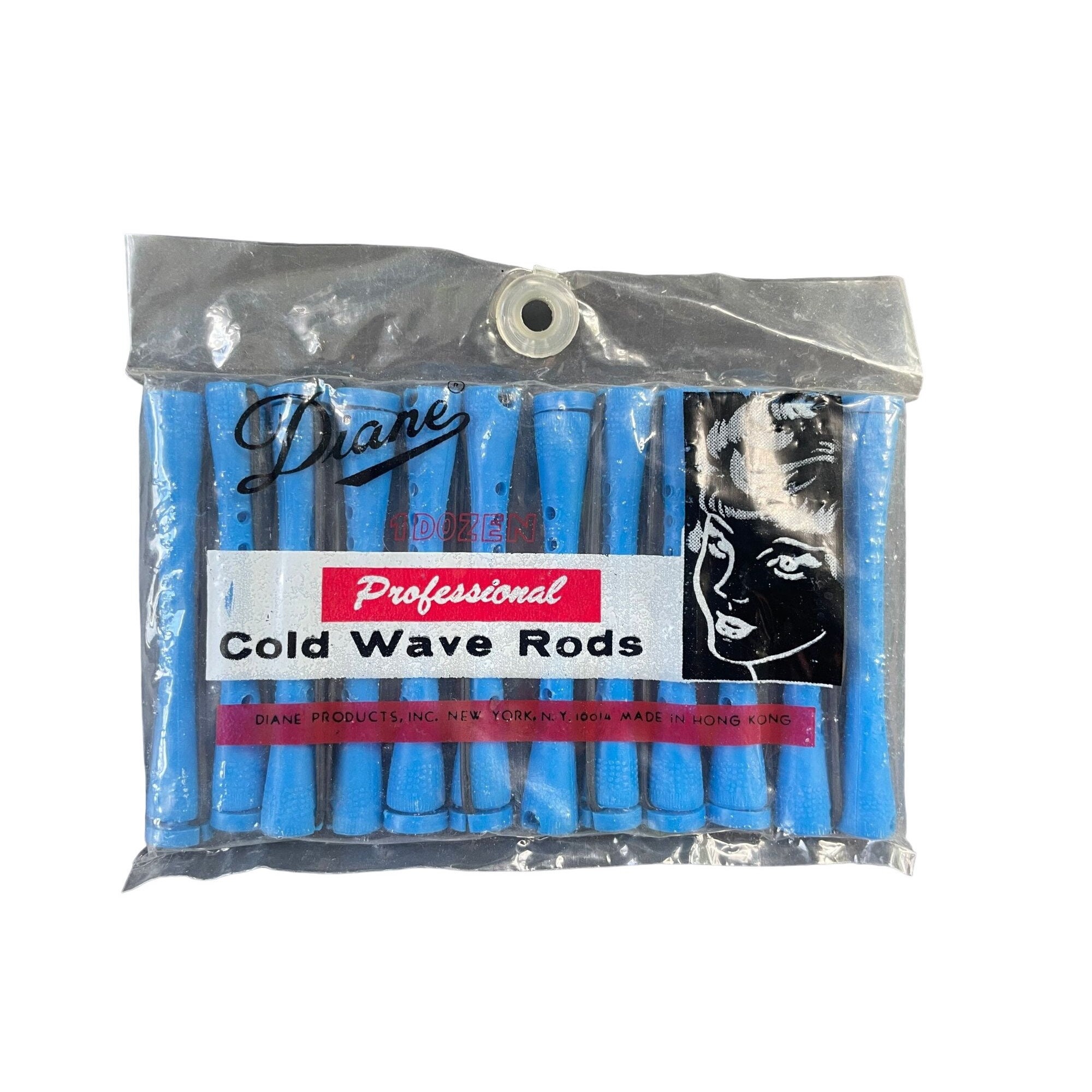Vintage 1960s Diane Professional Cold Wave Rods - Midcentury Plastic Perm Rods in Original Package, Hair Rollers Set of 12