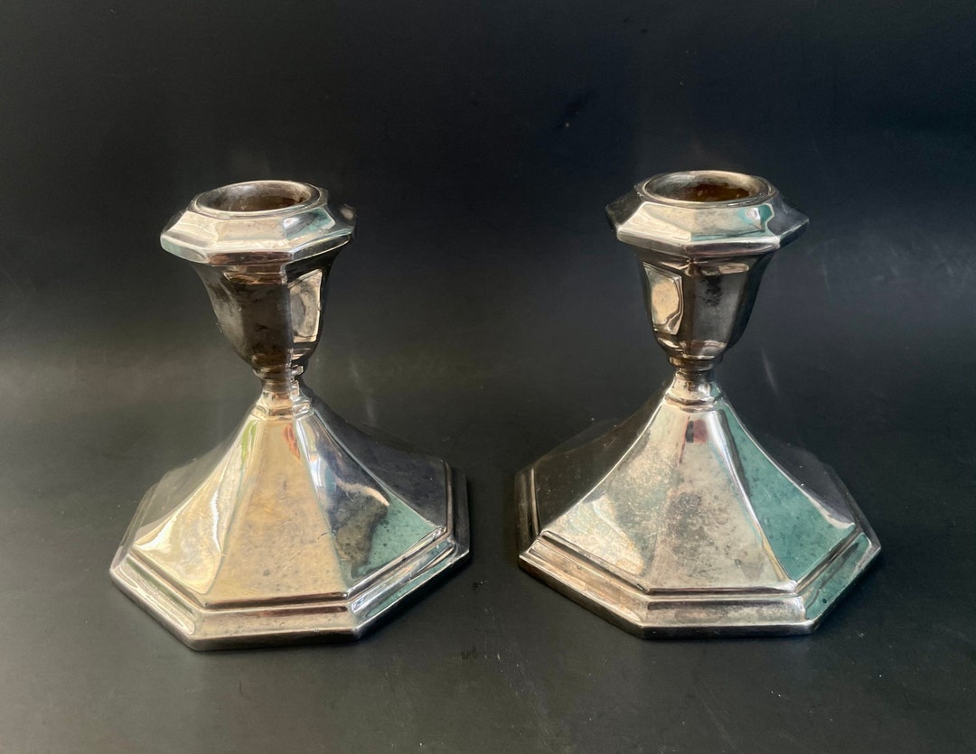 Vintage Wallace 5010 Candlesticks Holders Silver Plate Candle Etsy