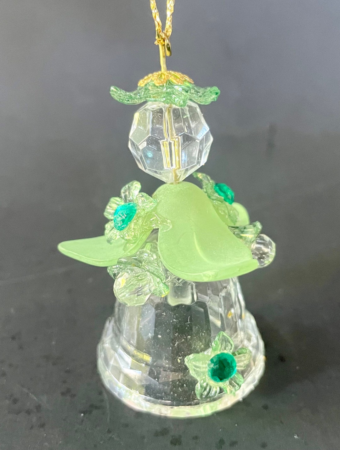 Vintage Mini Fairy Ornament Figurine in Clear and Green, Fairy Lover