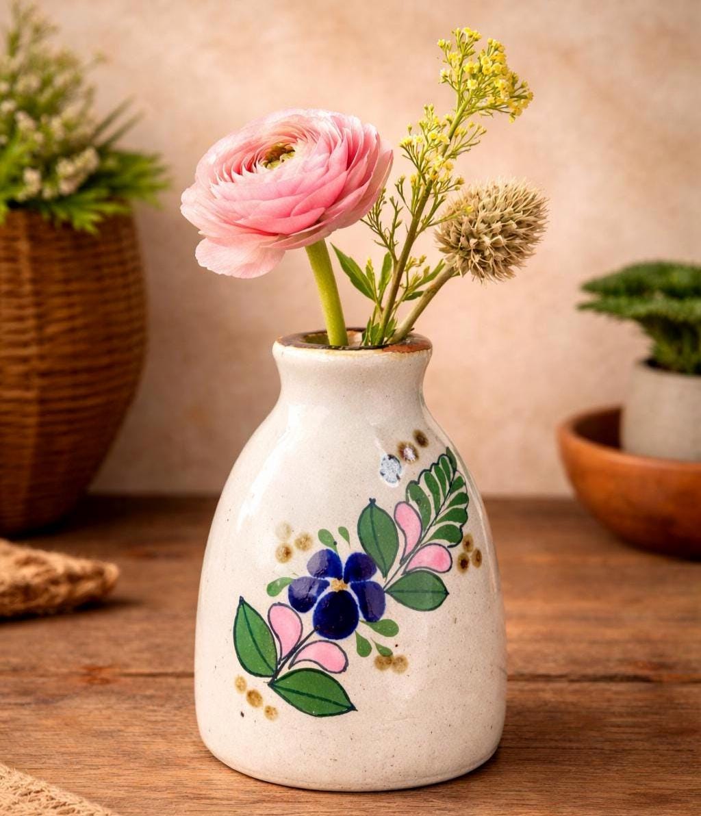 メキシコ工芸品　陶器　花瓶　ヴィンテージ　民藝 ヴィンテージ ネッツィ メキシコ民芸品 一輪挿し花瓶 – 1970年代