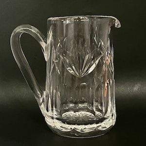 Vintage Crystal Pitcher – Hand Cut Glass Water Jug – Elegant Barware & Home Decor Gift - Heavy Antique Glass for Iced Tea, Lemonade