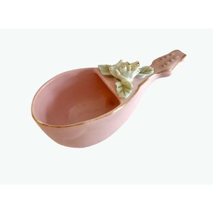 Vintage Porcelain Ring Holder made in Japan Pink Porcelain Strings Instrument with White & Gold Flowers ring dish box decor gift.