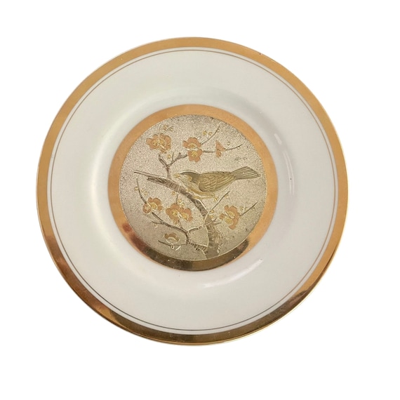Vintage Japanese Chokin Art Plate – 24K Gold Gilded Porcelain With