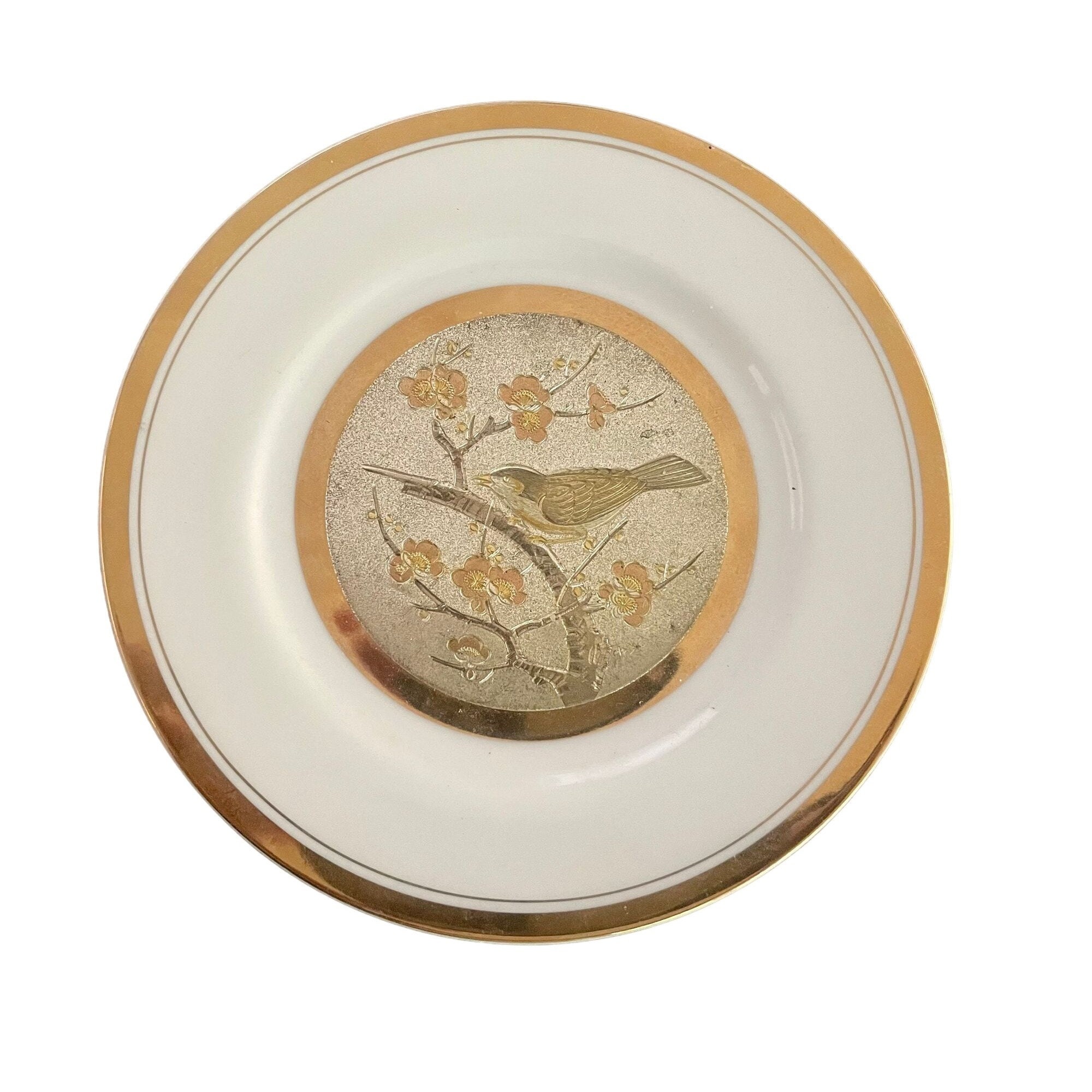 Vintage Japanese Chokin Art Plate – 24K Gold Gilded Porcelain With