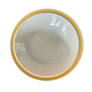 VintageYellow Rim Stoneware Serving Bowl by Forma-Stone  • 1970s Dinnerware Kitchen Décor