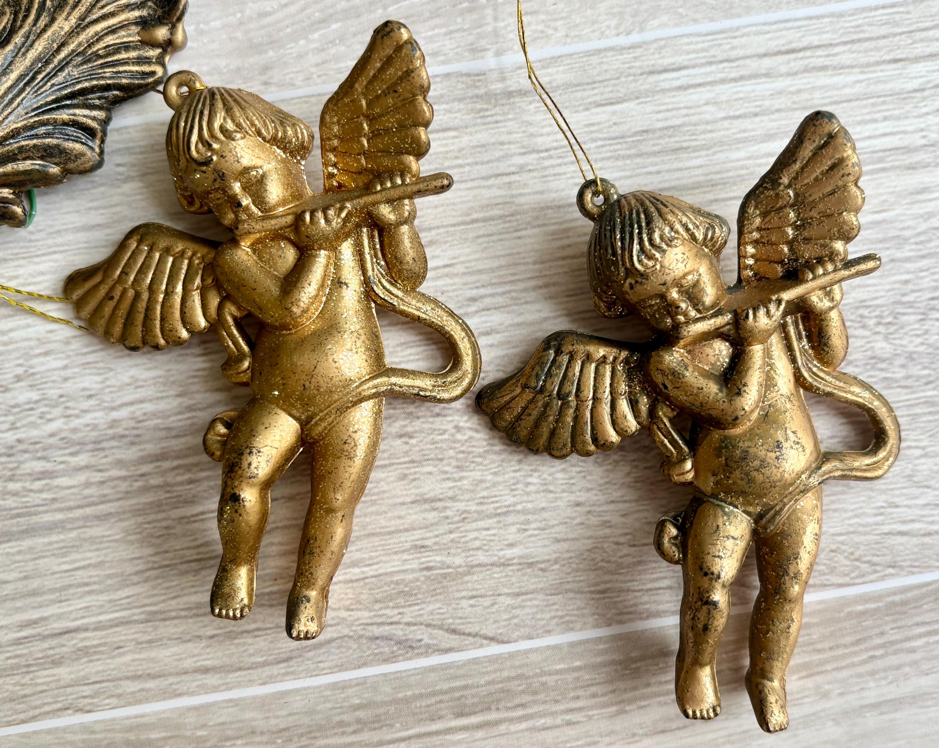 Vintage Angel Music Ornaments Set – 12 Pc Gold Christmas Decor