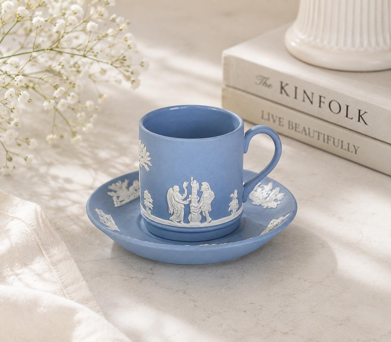 Vintage Wedgwood Jasperware Demitasse Cup and Saucer – GLAZED