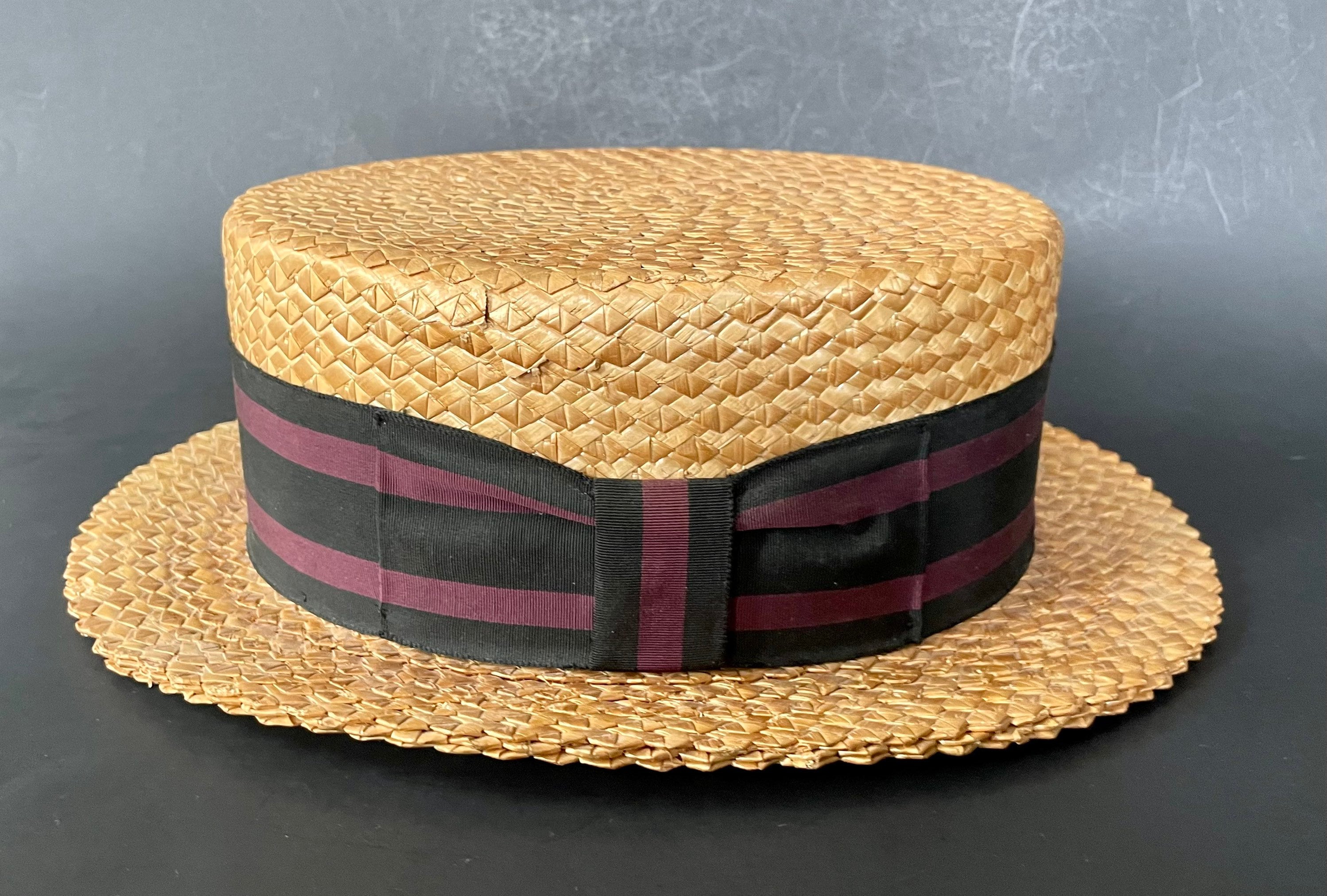 Boater Hat Mens Straw Work Hat Vintage Lee Fifth Avenue Straw