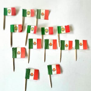 Vintage Cocktails | Mexikanische Flagge Zahnstocher, 12er Set, Retro Bar & Party Dekor
