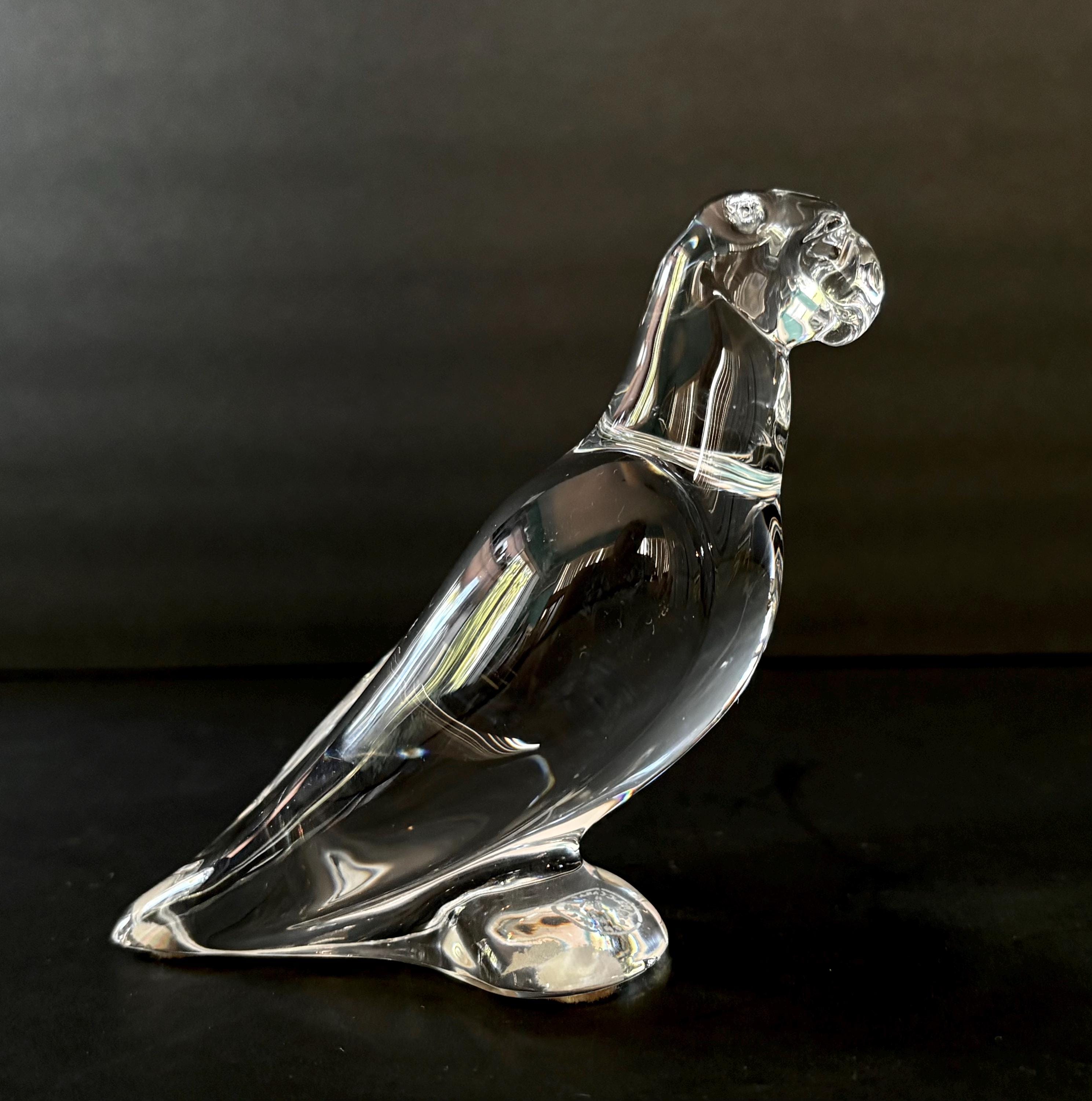 Baccarat Crystal Cobalt Blue or Honey Amber Glass Parrot
