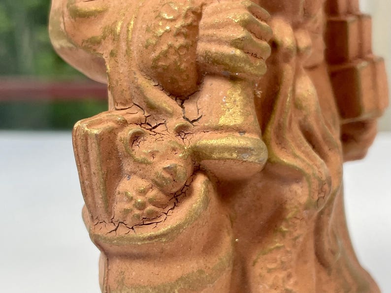 Terracotta Santa Christmas Ornament Large Santa Claus Ornament Painted