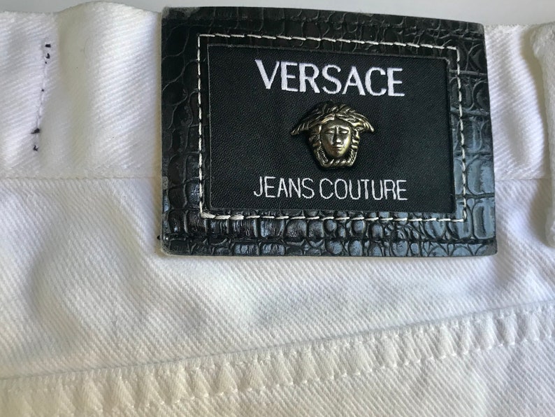 Vintage Versace Jeans Couture White Jeans Hand Painted - Etsy