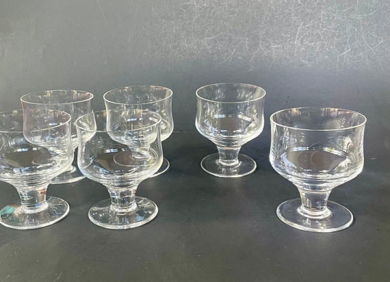 Vintage French Style Cut Glass Short Stem Cocktail Glasses- Set of 5
