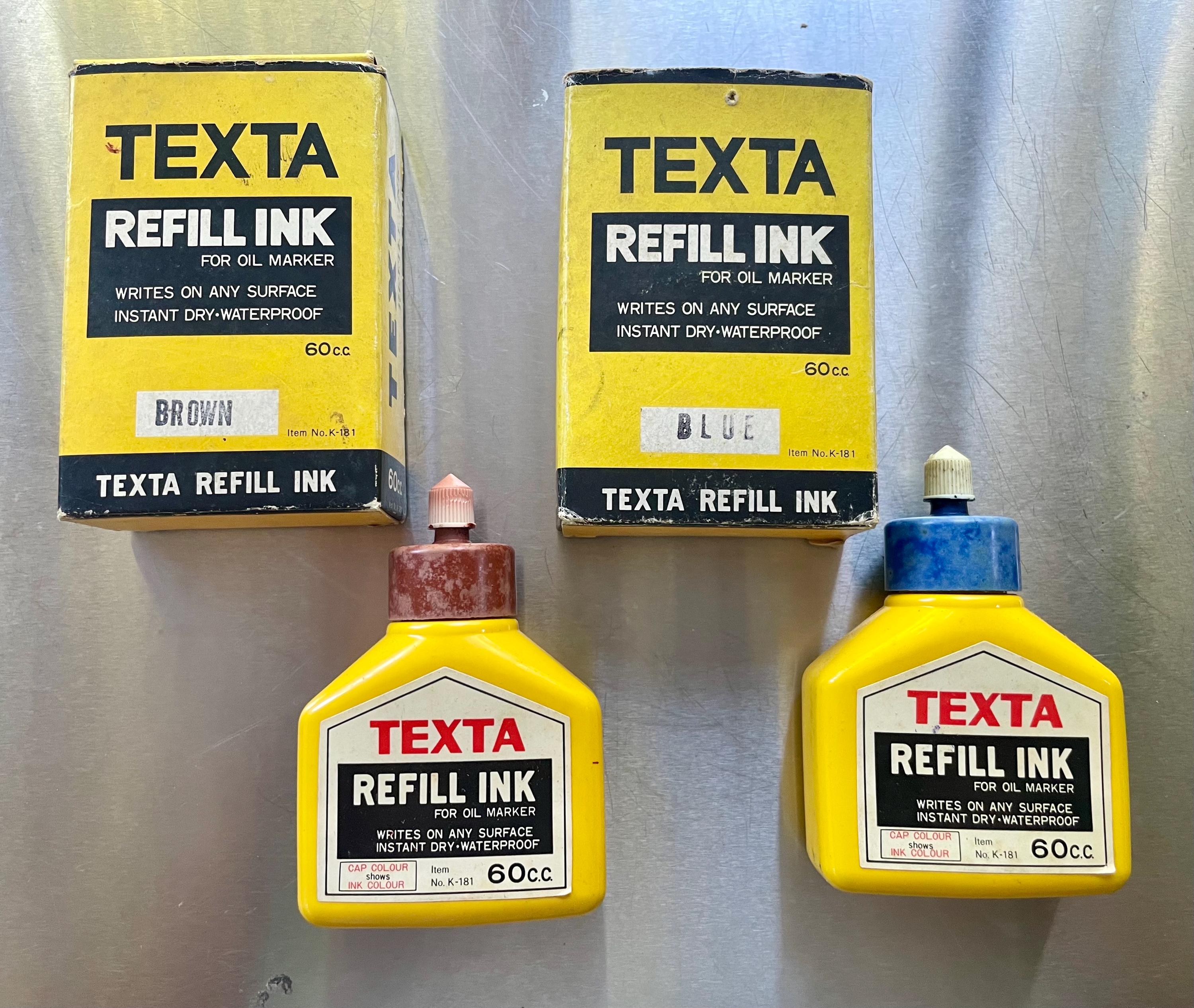 Vintage Texta Ink refill bottle in original box Brown color For oil marker Made in Japan designer decorator Collectible art supplies ink.
