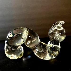 Vintage Art Glass Caterpillar Paperweight – hand blown Thick Glass Figurine - Unique Bug Decor – Retro Desk Accessory decor gift.