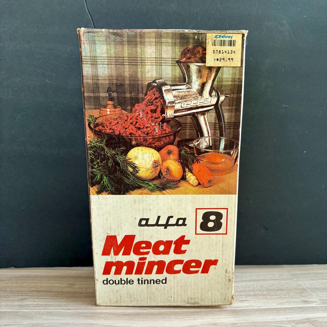 Vintage Meat Mincer / Grinder Deluxe Set by Alfa 8 – Double Tinned