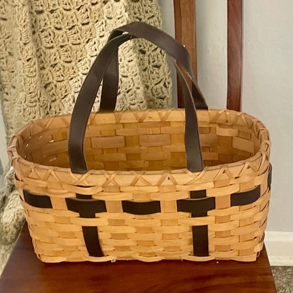 Large Picnic Basket With Leather Straps Etsy