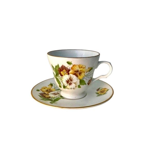 Vintage Tea Cup & Saucer by Crown Trent – Flower of the Month August – Bone China England