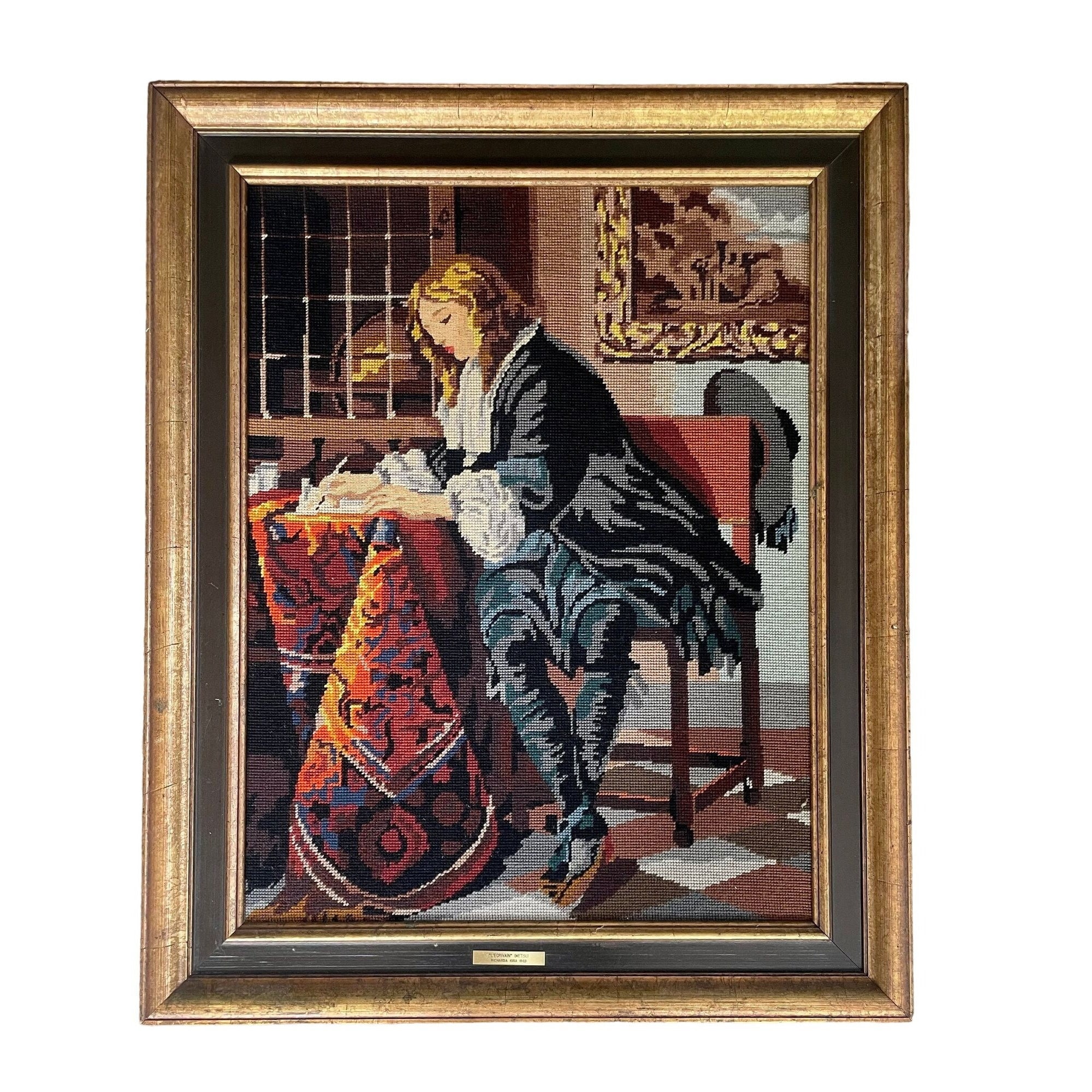 Vintage Margot De Paris Needlepoint “l'ecrivain” by Richarda Igra