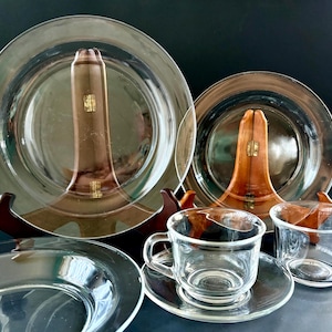 Vintage Clear Tempered Glassware by Arcoroc Classique  – Cups, Saucers, Plates & Bowls, Made in France – SOLD INDIVIDUALLY