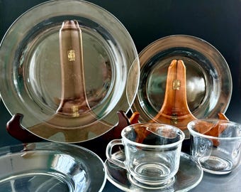 Cristalería vintage de Arcoroc Classique: tazas, platillos, platos y cuencos, fabricada en Francia. Se vende por unidad.