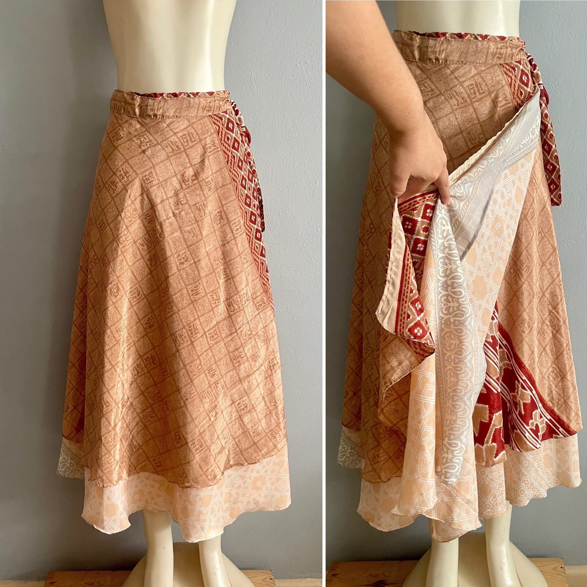 Vintage Silk Wrap Skirt by Jack Pot New York saree skirt Vintage Silk Wrap Skirt by Jack Pot New York saree skirt