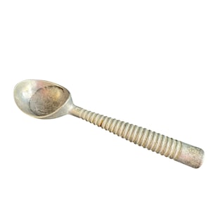 Vintage 1950s Cast Aluminum Ice Cream Scoop with Ribbed Handle – Midcentury Taiwan Retro Kitchen Utensil