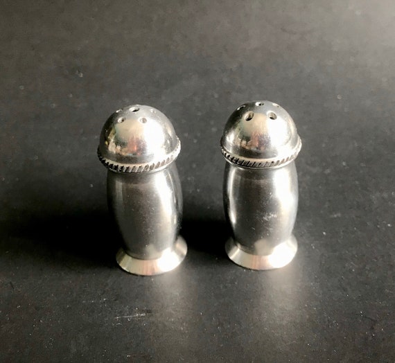 Vintage Mini Silver Salt & Pepper Shakers 1 1/2 Tall Superior of