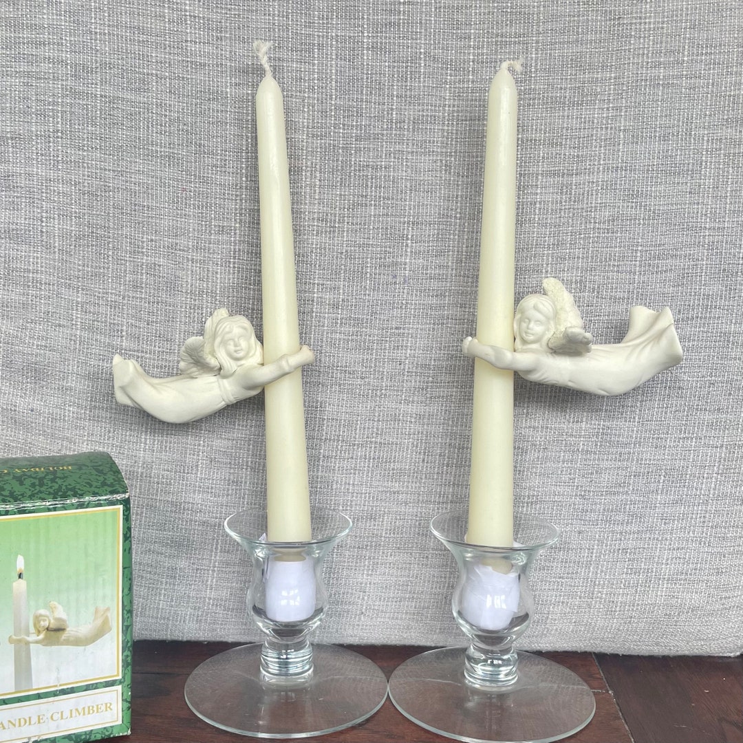 Vintage Candle Climber Set of 2 Angels in Original Box Ceramic Angel