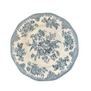 Vintage Enoch Wedgwood Cottage Rose Blue Dinner Plate England Ringtons China, cottage Farmhouse kitchen wall decor Floral decorative plate.