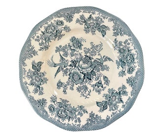 Vintage Enoch Wedgwood Cottage Rose Blue Dinner Plate England Ringtons China, cottage Farmhouse kitchen wall decor Floral decorative plate.