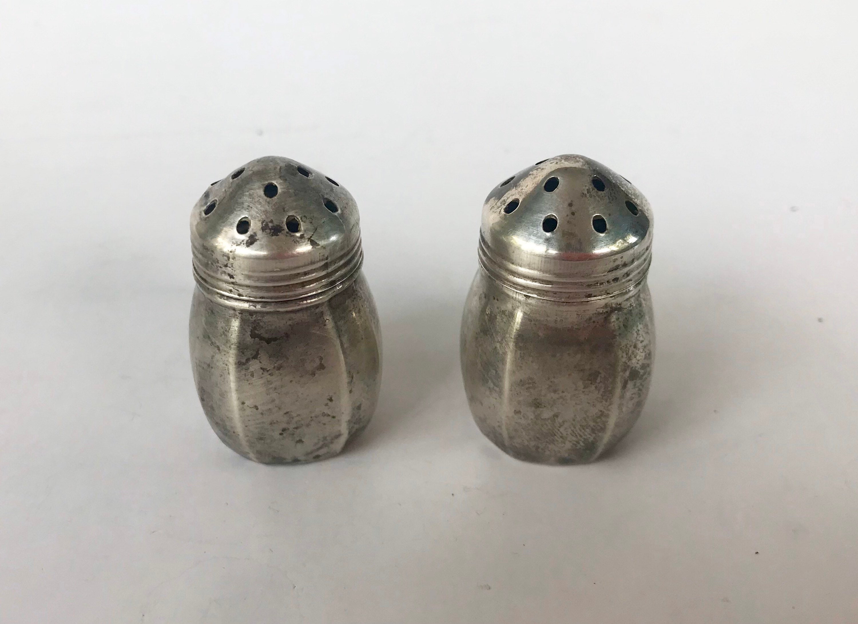 Vintage Mini Silver Salt & Pepper Shakers 1 1/2 Tall Superior of