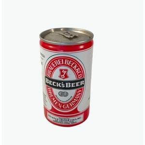 Lata de cerveja Beck&#39;s vintage | Alemanha, 12 oz, com aba de puxar, colecionável com a marca da Flórida